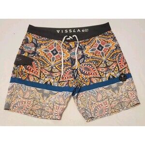 VISSLA Men's Boardshorts Swim Trunks Shorts Geometric Floral Pattern Size 36